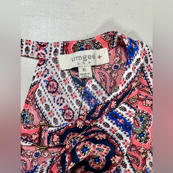 Umgee A-Line Dress with Pink and Blue Patterns - Picture 7 of 11